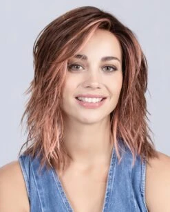 Flow Mono Part-Petite/Average | Lace Front & Monofilament Part Synthetic Wig By Ellen Wille -Best Wig Outlet Store EW31042PA FlowMonoPart RoseWoodLighted M1
