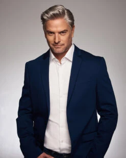 Distinguished | Average/Large Men's Lace Front & Monofilament Human Hair Blend Wig By HIM -Best Wig Outlet Store HIM64009AL Distinguished M56S w