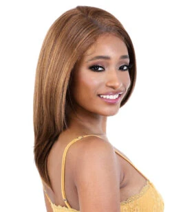 L136 HD02 | Lace Front Synthetic Wig By Motown Tress 8 L136 HD02 | Lace Front Synthetic Wig By Motown Tress -Best Wig Outlet Store MT31137 L136 HD02 BrownAuburn side