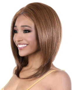L136 HD02 | Lace Front Synthetic Wig By Motown Tress 7 L136 HD02 | Lace Front Synthetic Wig By Motown Tress -Best Wig Outlet Store MT31137 L136 HD02 BrownAuburn side3