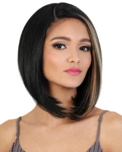HBL Frida | Lace Front & Lace Part Human Hair Blend Wig By Motown Tress -Best Wig Outlet Store MT37278 HBL Frida TL NaturalHoney F2