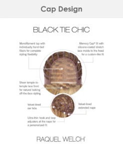 Black Tie Chic | Lace Front & Monofilament Top Synthetic Wig By Raquel Welch 23 Black Tie Chic | Lace Front & Monofilament Top Synthetic Wig By Raquel Welch -Best Wig Outlet Store RW BlackTieChic Cap