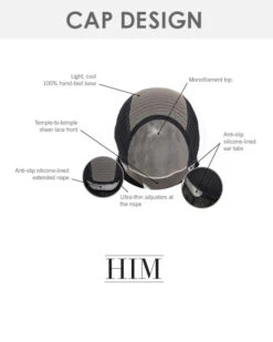 Sharp | Average/Large Men's Lace Front & Monofilament Human Hair Blend Wig By HIM -Best Wig Outlet Store Sharp Cap